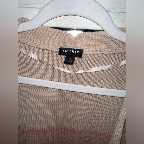 Torrid Pink Ombre Stripe Slouchy Duster Sweater Size 2X 18/20 - Picture 4 of 5